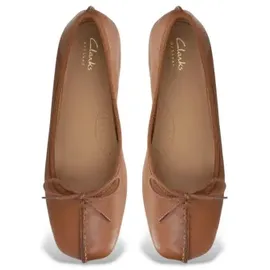 CLARKS Freckle Ice Ballerina Pumps aus braunem Leder (39), 1 bis 3 cm, Keine, Lässig