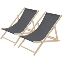 ECD Germany 2er Set Liegestuhl 117 x 52 x 83 cm Anthrazit