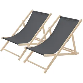 ECD Germany 2er Set Liegestuhl 117 x 52 x 83 cm Anthrazit