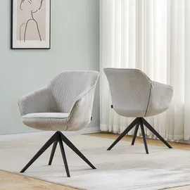 B&D home Armlehnstuhl, Hellgrau, Metall, 58x81x61 cm, Oeko-Tex® Standard 100, Esszimmer, Stühle, Esszimmerstühle, Armlehnenstühle