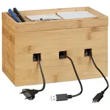 Relaxdays Kabelbox 25,5 x 16,5 x 14 cm 1-tlg. naturfarben