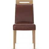MODENA Esszimmerstuhl Antik Braun Leder & Eiche rustikal