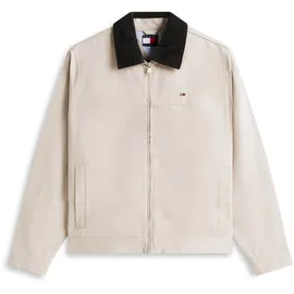 Tommy Hilfiger Blouson TOMMY JEANS "TJM REGULAR COTTON RANCH", Herren, Gr. S, grau (limestone dust), Web, Obermaterial: 100% Baumwolle, unifarben, regular fit normal, Rundhals, eingesetzt abgesteppte Kante, Jacken Blouson, Regular fit mit Umlegekragen