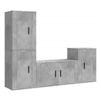 VidaXL 4-tlg. TV-Schrank-Set Betongrau Holzwerkstoff