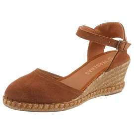 Verbenas Slingpumps VERBENAS, Damen, Gr. 42, mokka, Veloursleder, unifarben, Schuhe Slingpumps, Keilsandalette, Sommerschuh, Urlaubsschuh mit Bastbesatz