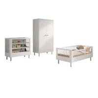 58 aufm Kessel Kinderbett Keeley 70 x 140 cm Buche massiv lackiert weiß