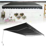 LZQ 400x300cm Gelenkarmmarkise Aluminium Markise Klemmmarkise Balkonmarkise mit Kurbel Sonnenmarkise Sonnenschutz Dunkelgrau - Dunkelgrau
