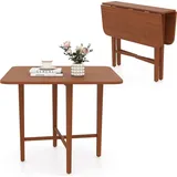 COSTWAY 90x90cm Esstisch klappbar, Esszimmertisch für 2-4 Personen, Klapptisch Holz, Küchentisch quadratisch, Schreibtisch Konsolentisch, Nussbaum
