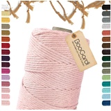 BooGardi Makramee Garn · Hellrosa 3mm x 200m · 3mm oder 5mm · viele Farben · Baumwollkordel · Baumwollgarn · DIY Bastelkordel · Kordelband