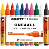 Molotow One4All 227HS Basic-Set 1 (4,0 mm Strichstärke, hochdeckend und permanent, UV-beständig, für fast alle Untergründe) 10 Stück