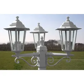 vidaXL Gartenlaterne 3-flammig Aluminium 215 cm inkl. E27 weiß