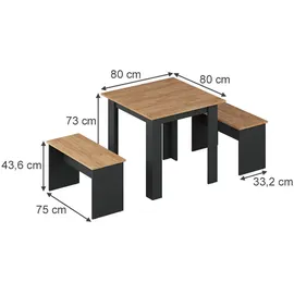 Vicco Sentio 3-tlg. anthrazit/eiche