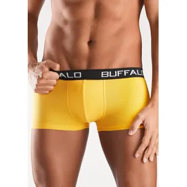 Buffalo Hipster, (Packung, 4 St.), knapp sitzende Boxershorts mit Kontrastbund aus Baumwollmischung Buffalo gelb, rot, lila, blau