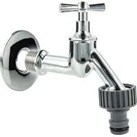 Tecuro Auslaufventil 1/2 Zoll, Knebeloberteil, Steckkupplung, Wandrosette - Messing