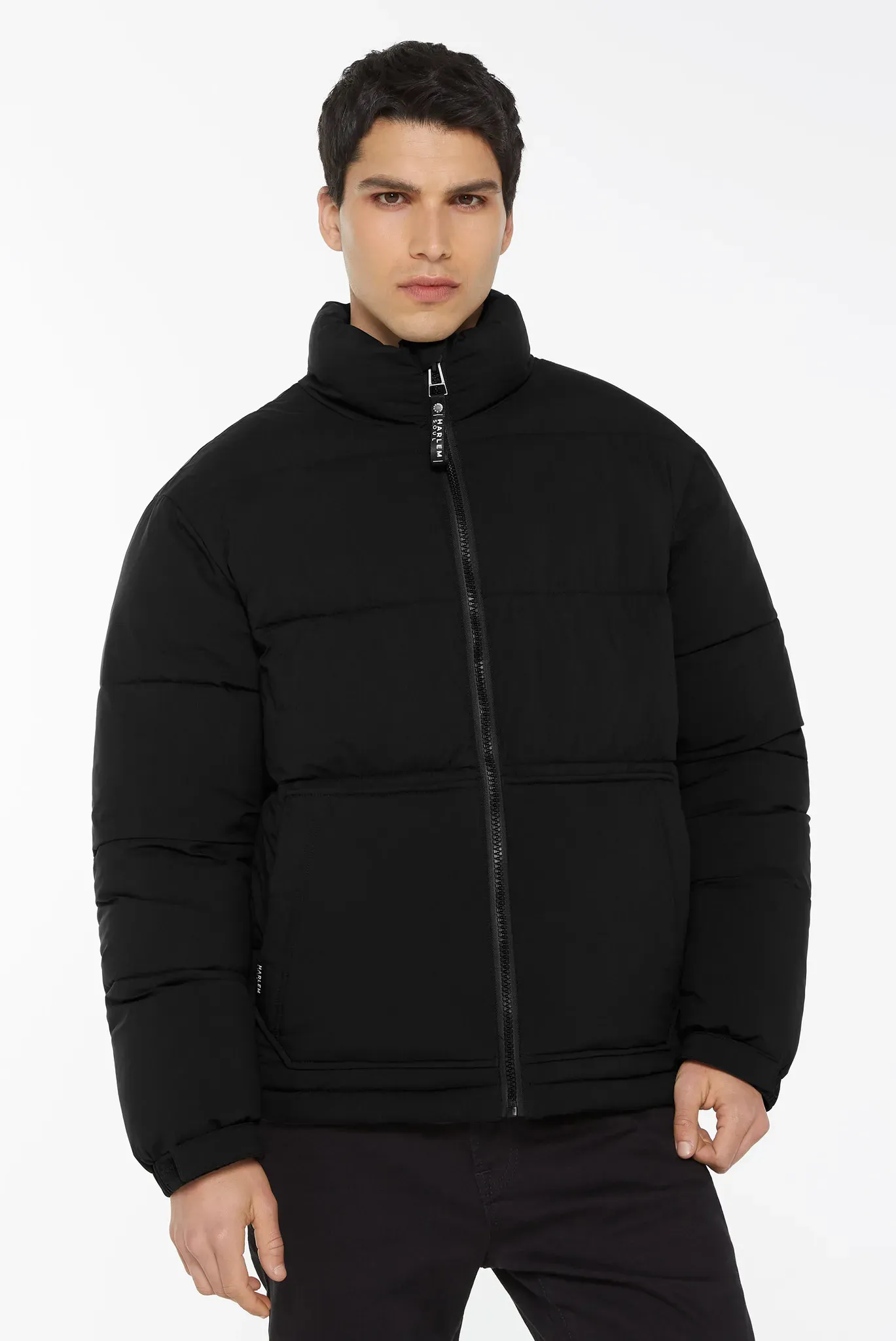 Outdoorjacke HARLEM SOUL, Herren, Gr. XL, schwarz, Web, Material: 100% Polyester, Futter: 100% Polyester, Füllung: 100% Polyester, unifarben, regular fit normal, eingesetzt elastischer Bund, Jacken Outdoorjacke, mit Elastikbündchen