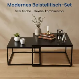 home collective Couchtisch 2er Set Schwarz Holz 70 x 42 x 70 cm
