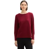 Tom Tailor Damen RIPP Sweatshirt mit Knöpfen, 36489 - Deep Red Melange, M - M