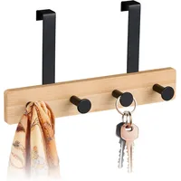 Relaxdays Türgarderobe, 4 Haken, Hakenleiste zum Einhängen, für 2