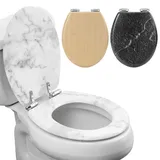 Navaris Toilettensitz Marmor Design Weiß