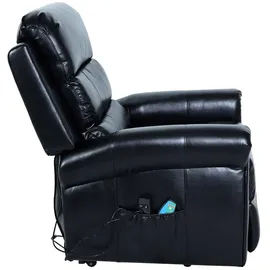 Mendler Fernsehsessel HWC-K63, Relaxsessel Sessel, Liegefunktion Aufstehhilfe Massage Heizfunktion, Kunstleder ~ schwarz