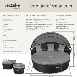 Tectake Sonneninsel Rattan schwarz/grau