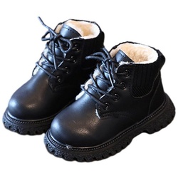Daisred Kinder Stiefelette Mädchen Stiefeletten Winter Boots Stiefel schwarz 22(Innenlänge 13.5CM)