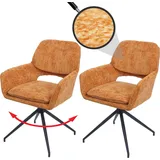 Mendler 2er-Set Esszimmerstuhl HWC-N74, Küchenstuhl, drehbar Auto-Return, Stoff Chenille (490g/m2) ocker-gelb - Orange