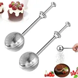 Mehl-Staubwedel zum Backen von Tee-Ei für losen Tee, Staubstaub, Mehlsieb für Backwaren, Edelstahl, Puderzucker, Streuer (2 Stück)