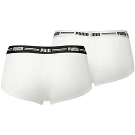 Puma Damen Mini Shorts - Iconic, Soft Cotton Modal Stretch, 4er Pack Weiß XL