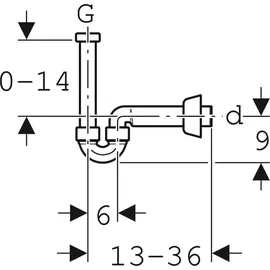 Geberit Rohrbogengeruchsverschluss 1 1/4"x32mm, f WT u Bi., Abg hor, PP, we