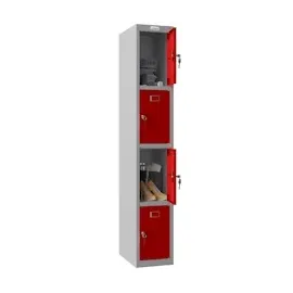 Phoenix Spind Locker grau, rot PL1430GRK, 4 Schließfächer 30,0 x 50,0 x 183,0 cm