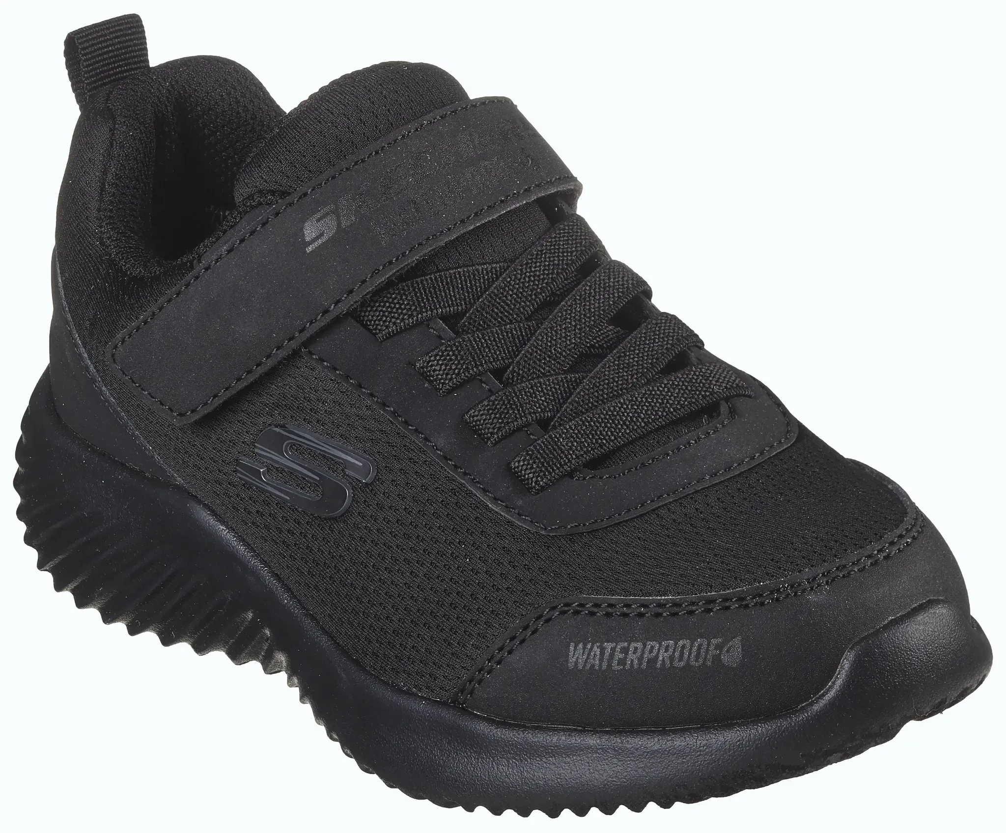 Klettschuh SKECHERS "BOUNDER-DRIPPER DROP" Gr. 37, schwarz (schwarz uni) Kinder Schuhe Sneaker, Freizeitschuh mit Nahtversiegeltem, wasserdichtem Design