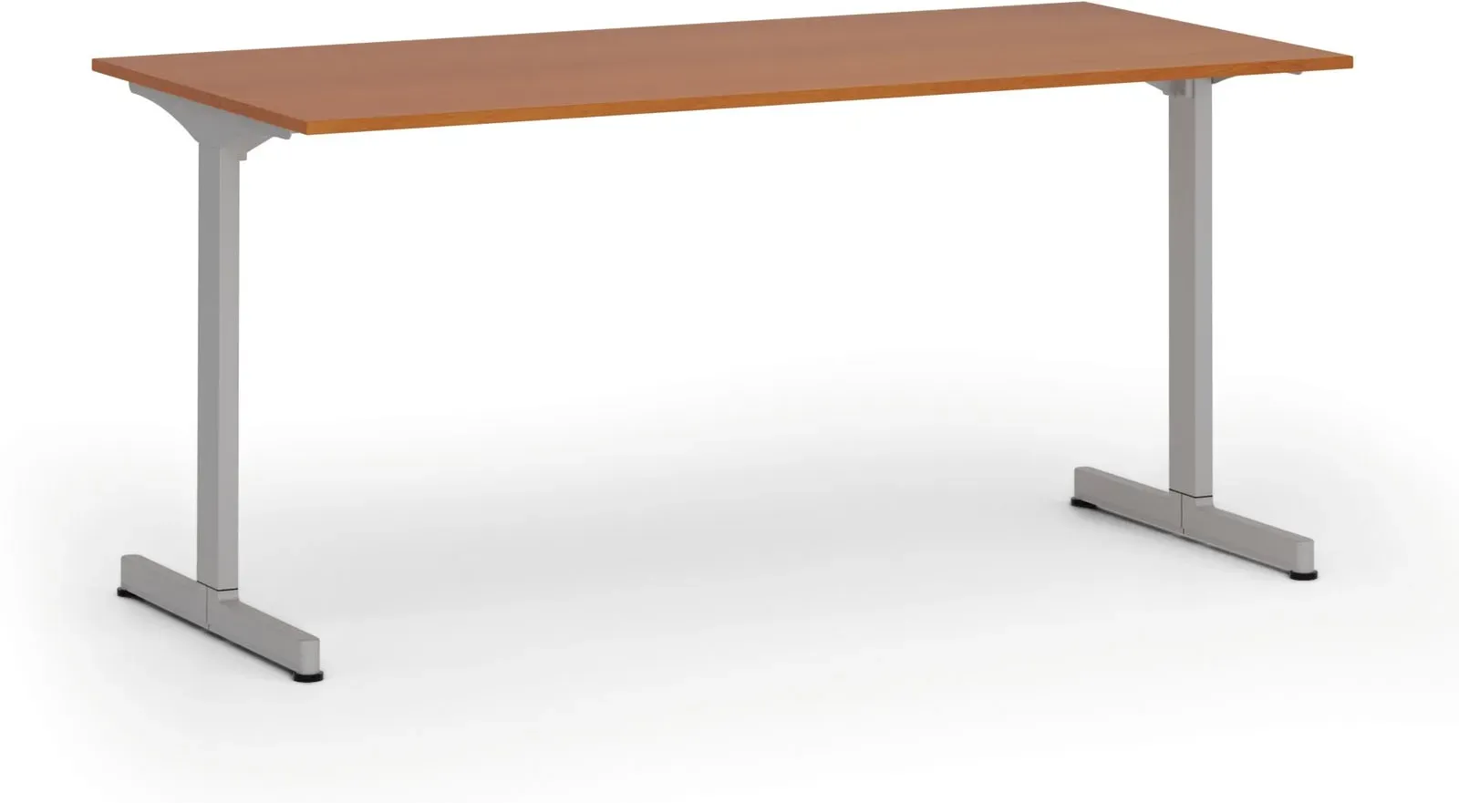 Bürotisch PRIMO BETA, 160x80 cm, graues Metallgestell, Kirschbaum