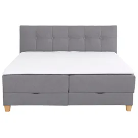 Home Affaire Boxbett HOME AFFAIRE "Lonrai", grau, B:188cm L:207cm, Komplettbetten, in H2,H3 & H4 und XXL - Überlänge 220cm wählbar, inkl. Topper