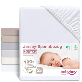 babybay Jersey Spannbetttuch Deluxe Doppelpack für die Modelle Maxi, Midi, Boxspring, Comfort und Comfort Plus, 89 x 50 cm