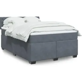 vidaXL Boxspringbett mit Matratze Dunkelgrau 140x200 cm Samt