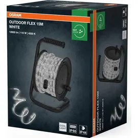 Osram Outdoor Flex LED Streifen 15M IP65 kaltweiß inkl. Kabeltrommel Montagezubehör Anschlusskabel