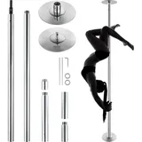 Vevor Professionelle Tanzstange, Pole Dance Tragbare Tanzstange Profi ca. 210,5–278,4 cm Höhenverstellbare Abnehmbare Fitnessstange Fitness Silb...
