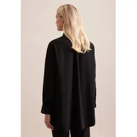 Seidensticker Hemdbluse SEIDENSTICKER "Schwarze Rose", Damen, Gr. XL42, schwarz, 100% Polyester, unifarben, oversize, ohne Ausschnitt, Blusen Hemdbluse, 1/1 Kragen Uni