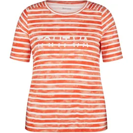 Rabe Rundhalsshirt im Streifen-Look und mit Nieten-Details Gr. 48, Mandarine, , 94374915-48