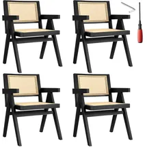 Tectake Armlehnstuhl Lissy Holz schwarz 4er Set