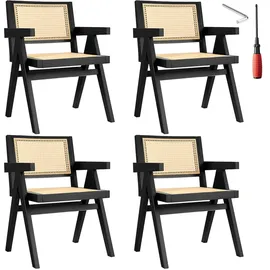 Tectake Armlehnstuhl Lissy Holz schwarz 4er Set