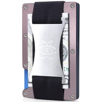 ROSSM Geldbörse Herren mit RFID-Schutz - Kartenetui Herren aus Kohlefaser und Metall mit Geldklammer und Gummiband - RFID Geldbeutel Herren- Slim Wallet for Men