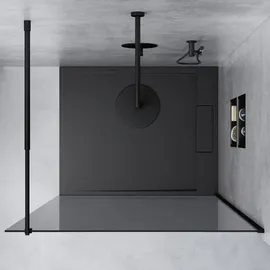 mai & mai Walk-In-Dusche 140 x 200 cm BRAM1 Bremen1K Schwarz ESG-Sicherheitsglas 8mm