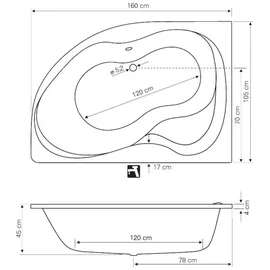 HAK Stricta 160 Raumsparbadewanne 80 x 160 cm links (1416001701)