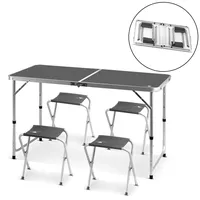 STAHLWERK Campingtisch mit 4 Hockern Aluminium Klapptisch Campingmöbel Set