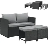 Svita ATHINA Sitzgruppe Outdoor Gartenmöbel Set Balkonmöbel Polyrattan Schwarz