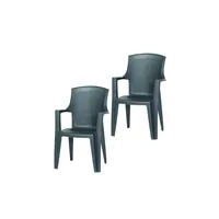 PROGARDEN Eden Stapelstuhl 62 x 60 x 89 cm schwarz 2er Set