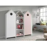 Vipack CASAMI Set 3-teilig - 1x Schrank 1-türig mit Front in Weiß, 1x Regalschrank, 1x Schrank 1-türig mit Front in Pink