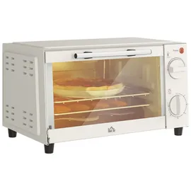 Homcom Minibackofen 9L Mini Ofen mit Backblech, Grillrost, 100 °C-230 °c, mit einstellbar Temperatur und Garzeit, 60 Min. Timer, 750W, Edelstahl,